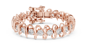 กำไลข้อมือเพชรทรงกลมเพาะเลี้ยงในห้องปฏิบัติการทองคำขาว 14K สำหรับผู้หญิง |   เพชรที่เพิ่งเพาะเลี้ยง - Product Image 3