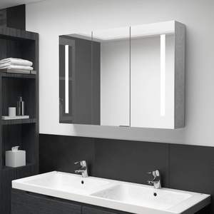 Concrete Gray <b>LED</b> <b>Bathroom</b> Mirror <b>Cabinet</b> 35"x5.5"x24.4" Bath Mirrors - Product Image 1