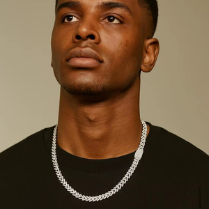 <b>Iced</b> <b>Out</b> VVS Moissanite 6mm Cuban <b>Chain</b> 925 Sterling Silver Rhodium Plated V-Link Trendy Unisex Necklace - Product Image 1