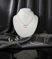 Collar de Perlas de Oro de 18 Quilates con Eslabón Alargado de Oro