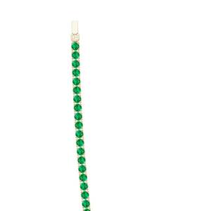 14k Gold Natural 18.6Ctw Green <b>Emerald</b> Precious Gemstone Tennis Chain Necklace Minimalist 3mm Round Stone Luxury Tennis Necklace - Product Image 2