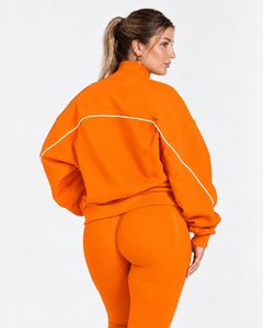 <b>Women's</b> Contrastline Full Zip Tracksuit Two Piece Casual Outfit Relaxed <b>Jacket</b> And Wide Leg Pants Matching Apparel Set Style - Product Image 4