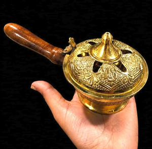 Brûleur à Bakhoor en acier inoxydable Rooyal Look avec poignée en bois, diffuseur d'arômes pour la maison, porte-Bakhoor, porte-encens d'aromathérapie - Product Image 6
