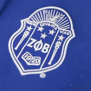 เสื้อแจ็คเก็ตวาร์ซิตี้ Zeta Phi Beta ผ้าขนสัตว์สำหรับฤดูหนาว สีน้ำเงินขาว ปักลายที่แขนด้านหน้า แห้งเร็ว สไตล์สตรีทแวร์ คอตั้ง ทรงปกติ - Product Image 5