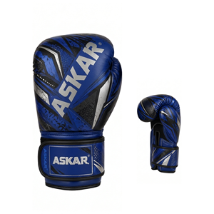 Gants de boxe en cuir PU bleu et noir avec sangle de poignet Velcro, équipement d'entraînement pour adultes - Product Image 3