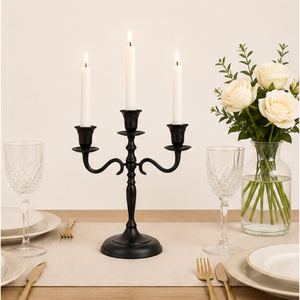 Vintage Matte <b>Black</b> Metal Candelabra 3 Arm Candle Holder Stand for Wedding Table Centerpiece Wholesale Decorative <b>Candlestick</b> - Product Image 4