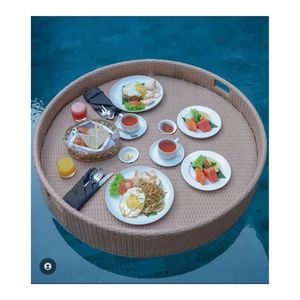 Plateau flottant en rotin 2026 de qualité supérieure pour repas flottants et présentation en piscine, bord lisse, contact sûr - Product Image 1