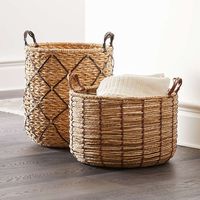 Panier de rangement rond en rotin naturel tissé à la main, écologique, marron, moderne, pour la cuisine, organisateur décoratif pour la maison
