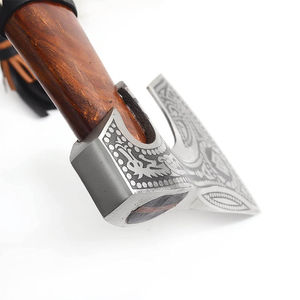 ขวานตอมฮอว์กเหล็กกล้าคาร์บอนขนาด 17.5 นิ้ว ยี่ห้อ Burraq Custom ด้ามไม้พะยูง ปลอกหนัง ของขวัญสำหรับคุณพ่อ ทำด้วยมือ งานอุตสาหกรรม/DIY - Product Image 4