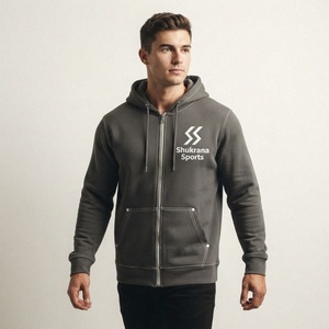 Sudadera con capucha y cremallera completa de algodón 100% con LOGO personalizado, forro polar, estilo oversize, streetwear para hombre, con pedrería y abalorios - Product Image 1
