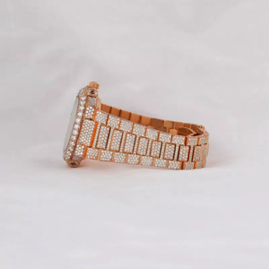 Montre classique de luxe personnalisée à mouvement quartz en acier inoxydable unisexe, or rose, diamant Moissanite VVS, boîtier carré 41MM, cadran 3BAR - Product Image 2