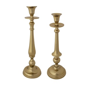 Support de bougie en laiton doré, bougeoir en métal pour bougies cylindriques et coniques, idéal pour la décoration de la maison et des tables de mariage - Product Image 2