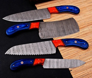 Juego de cuchillos de cocina de Damasco de 5 piezas hechos a mano con mango de madera y funda de cuero, cuchillo de chef, cuchillo de pan, cuchillo utilitario, cuchillo de supervivencia, venta al por mayor - Product Image 6
