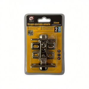 Charnière de porte et fenêtre 2 trous 6/U réglable pour armoire 35 mm, courbure moyenne - Product Image 1