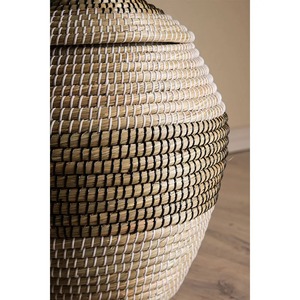 Cesta de algas marinas negras a rayas, hecha a mano, para almacenamiento, venta al por mayor, ecológica, fabricada en Vietnam - Product Image 4
