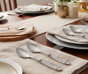 Asas de resina acrílica transparente con diseño de burbujas de cristal clásicas, de acero inoxidable, perfectas para banquetes, fiestas, catering y hoteles. - Product Image 4