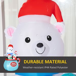 Decorazione Natalizia da Giardino con Orso Polare e Pinguini in Coppa, Gonfiabile LED da Esterno 5 Piedi, Decorazioni Festive - Product Image 5
