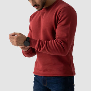 Sudadera de Cuello Redondo para Hombre, Color Sólido, Algodón, Corte Regular, Informal, para Otoño, Roja - Product Image 6