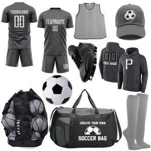 Ensemble d'uniformes de football gris par sublimation, kit d'entraînement et de match avec sweat à capuche, sac de sport, chaussettes, chaussures et ballon – Équipement complet pour équipe 2026 - Product Image 1