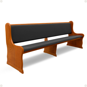 Upholstered High-Back Church Pew <b>Bench</b> – Solid Wood Frame with Black Vinyl <b>Cushioning</b> - Product Image 1
