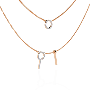 Collier en or jaune 10K 14K 18K avec diamant synthétique de laboratoire rond, style lariat, cercle et barre tombante - Product Image 3