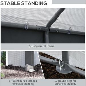 Serra da Esterno 8 L X 6 L X 7 A con Finestre Avvolgibili, 2 Porte con Cerniera e Copertura Antipioggia per Giardini - Product Image 5
