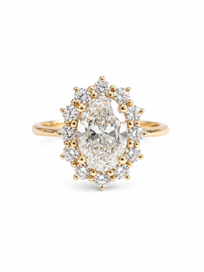 Vintage Style 14K/18K Rose Gold Lab Grown Diamond Luxury Oval Halo Cluster <b>Ring</b> with a Floral-Style Engagement <b>Ring</b> for Women - Product Image 4