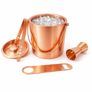 Seau à glace en acier inoxydable avec revêtement en cuivre et accessoires - Product Image 2