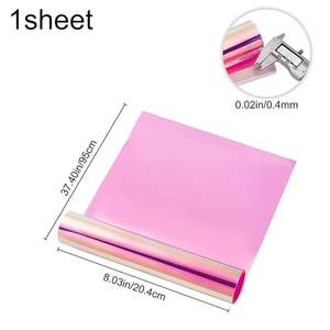 Rollo de Vinilo Holográfico Iridiscente Transparente al por Mayor, Película Brillante Transparente Rosa Arcoíris para Manualidades, Embalaje y Decoración - Product Image 2
