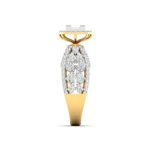 Anillo de cóctel de lujo para mujer con diamante de corte esmeralda en oro, engaste pavé, diseño geométrico, joyería fina de compromiso - Product Image 3