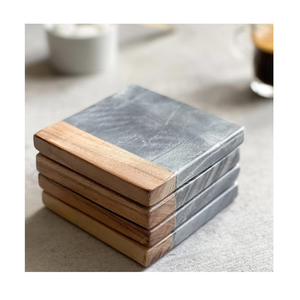 Ensemble de sous-verres en marbre naturel de conception moderne faits à la main, écologiques, durables et lavables pour les tasses à café et à thé - Product Image 6