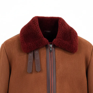 Premium Leather <b>Shearling</b> Aviator <b>Jacket</b> <b>Men</b> Genuine Sheepskin Fur Winter Coat Comfortable Warm Luxury Outerwear Fit - Product Image 2
