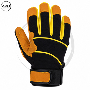 Gants de travail robustes pour tronçonneuse, paume en cuir croûte, doigts entiers, zone du pouce renforcée, poignet élastique, équipement forestier - Product Image 2