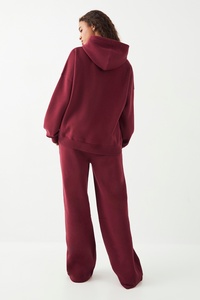 <b>Women</b>’s Burgundy Wide Leg Sweatpants Casual Loose Fit High Waist Straight Leg <b>Lounge</b> <b>Trousers</b> Athletic Track Pants Wholesale - Product Image 6