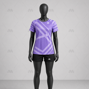 Conjunto de camiseta y pantalones cortos de fútbol para mujer, totalmente personalizado, uniforme de fútbol morado, kit de entrenamiento para club, ropa de equipo, nombres y logotipos personalizados - Product Image 1