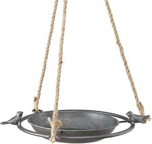 Mangeoire à oiseaux suspendue en métal, figurines d'oiseaux, mangeoire à oiseaux suspendue en métal avec suspension par corde et figurines d'oiseaux, décoration de jardin extérieur - Product Image 5