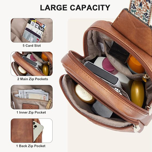 Bolso Bandolera de Cuero Impermeable Convertible con Correa de Cadena Desmontable y Cremallera, Bolso de Hombro para Camping, Caza y Uso Diario Versátil - Product Image 4