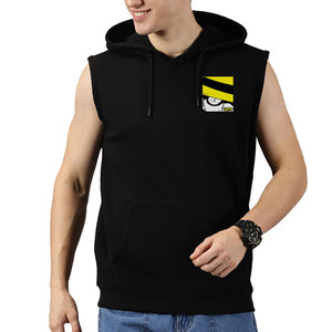 Débardeur à capuche sans manches pour homme, en coton 100% vintage, avec logo personnalisé, idéal pour le sport et la gym en hiver - Product Image 1