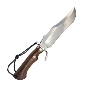 Couteau à pointe clip en acier inoxydable avec manche en bois, couteau de chasse multifonctionnel en acier inoxydable J2 avec étui en cuir - Product Image 4