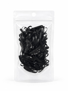 Élastiques à cheveux Uniband en TPU noirs, élastiques de haute qualité, écologiques, unisexes, fabriqués en Corée, pour usage quotidien, emballage en sachet OPP. - Product Image 2