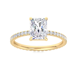 Anillo de compromiso solitario con diamante cultivado en laboratorio de corte marquesa, piedras laterales, chapado en oro de 18k con rodio, engaste de garras, anillo clásico minimalista - Product Image 1