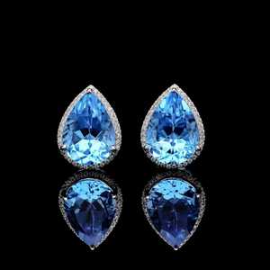 Pendientes de Topacio Azul Suizo con Corte de Pera, Chapados en Oro Blanco, Plata de Ley 925, Joyería de Lujo para Mujer, Regalo Elegante - Product Image 4