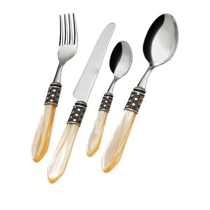 Juego de Cubiertos Clásico Ecológico y Duradero de Acero Inoxidable con Mangos de Perla, Acabado Espejo, Apto para Lavavajillas, Regalos Empresariales - Product Image 1