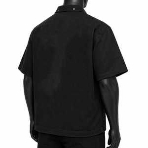 Custom <b>Men</b> Heavyweight Canvas Short Sleeve Full Zip <b>Work</b> <b>Shirt</b> Oversized Streetwear Utility Pocket Jacket Workwear Casual <b>Shirts</b> - Product Image 5