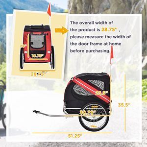 Rimorchio per Bicicletta per Cani Rosso e Nero con Ruote Grandi, Carrello per Animali Domestici per Avventure Fuoristrada con il Tuo Amico Peloso - Product Image 3