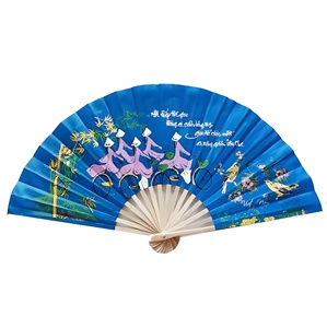 Abanico de mano de seda de bambú de Vietnam, producto hecho a mano con logotipo impreso personalizado - Product Image 5