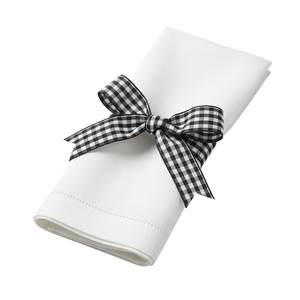 Cinta de grogrén a cuadros de 15 mm en blanco y negro, proveedor OEM directo de fábrica para embalaje minorista, manualidades, adornos, pinzas para el cabello y costura. - Product Image 1