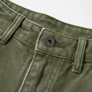 Shorts en jean unisexe délavé à l'acide avec fermeture éclair, personnalisables, grandes tailles, respirants, pour l'été, en denim délavé à la pierre - Product Image 4
