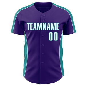 Camiseta de béisbol personalizada con nombre del equipo 00, color morado y verde azulado, estampado sublimado, unisex, para adultos, manga corta, con botones al frente, ropa deportiva - Product Image 6