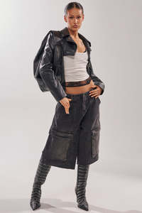 Chaqueta de Moto Ligera y Cortavientos de Piel Sintética para Mujer, con Cierre de Cremallera, Cuello Alto, Estilo Motero, para Invierno - Product Image 3